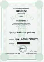 Osv�d�en� spr�vce konkurzn� podstaty, likvid�tor